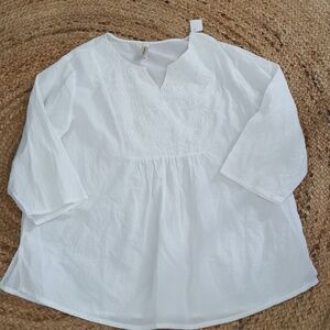 Decorated originals zhite embroidered beachy boho blouse.Size XL